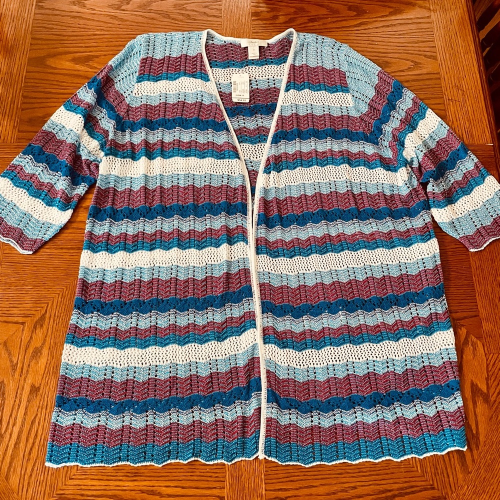 CJ Banks Multi color Cardigan. NWT